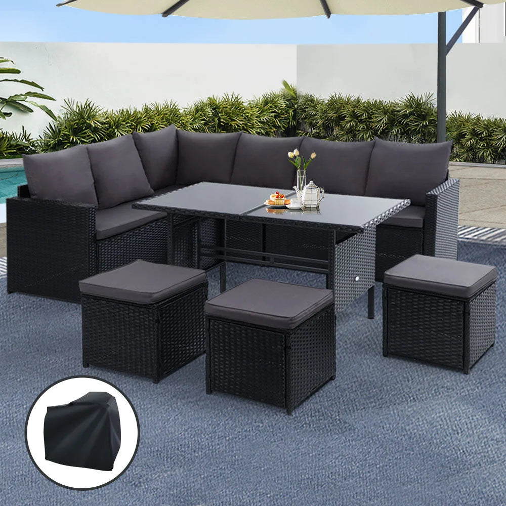 Outdoor Furniture Dining Setting Sofa Set Wicker 9 Seater