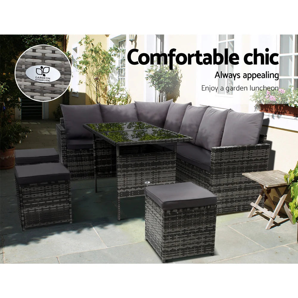 Outdoor Furniture Dining Setting Sofa Set Wicker 9 Seater