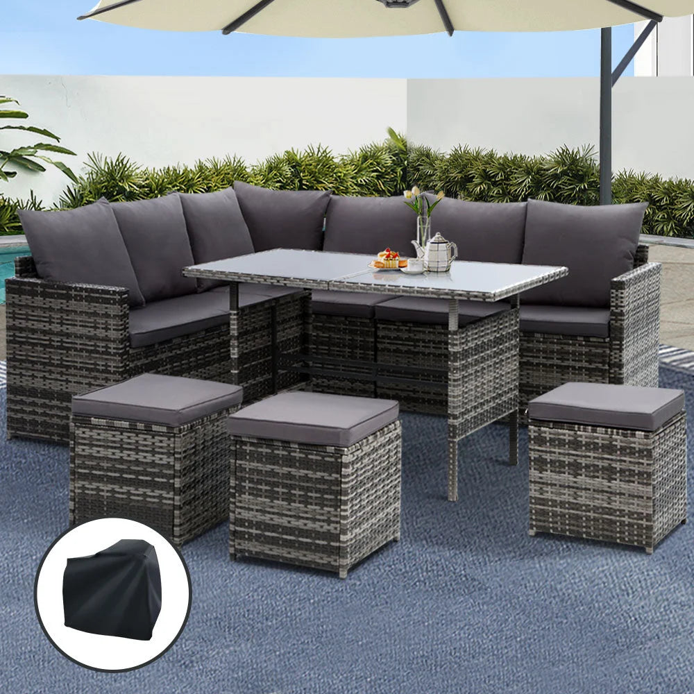 Outdoor Furniture Dining Setting Sofa Set Wicker 9 Seater