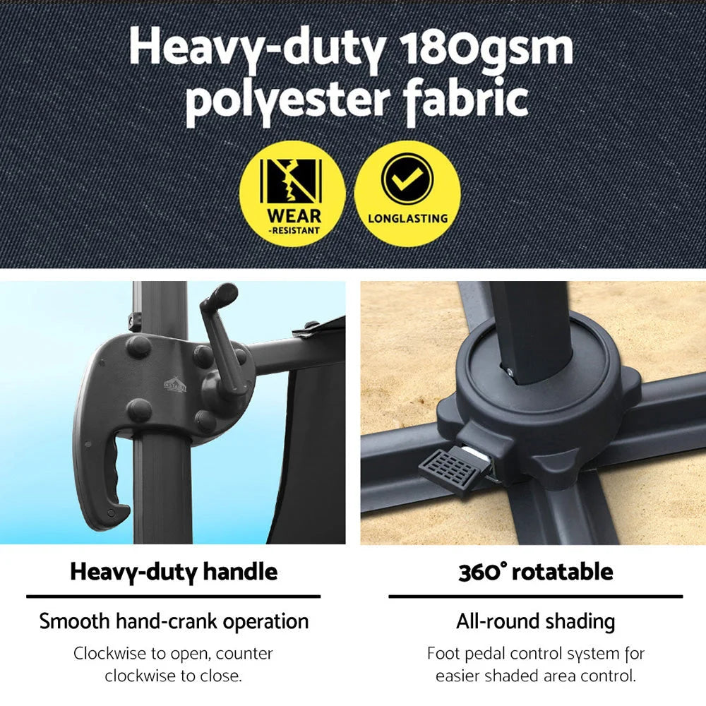 Outdoor Furniture Garden Umbrella Roma 3M 360 Degree