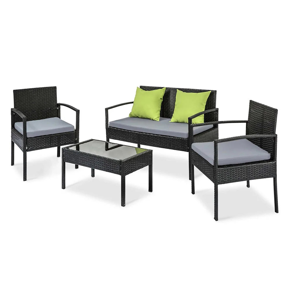 Outdoor Furniture Lounge Set 4-Seater Wicker Rattan Chairs