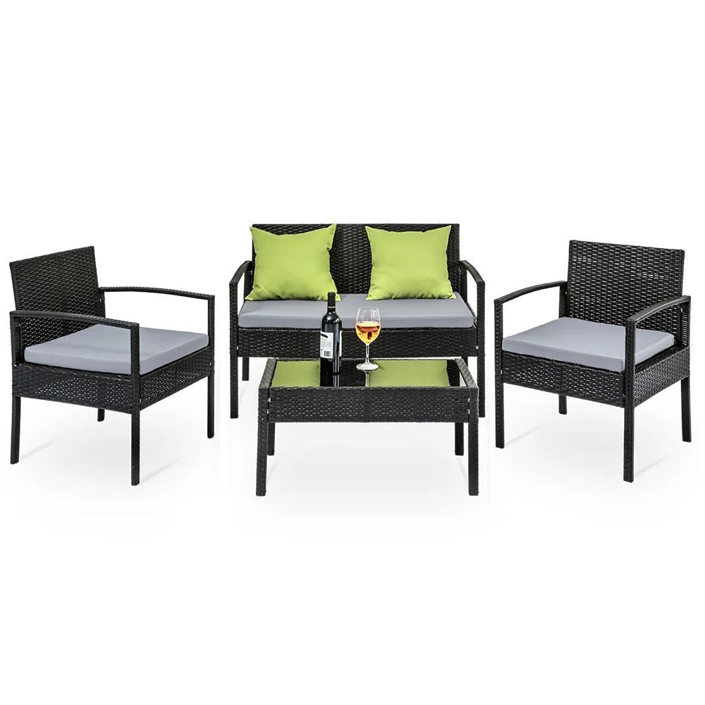Outdoor Furniture Lounge Set 4-Seater Wicker Rattan Chairs