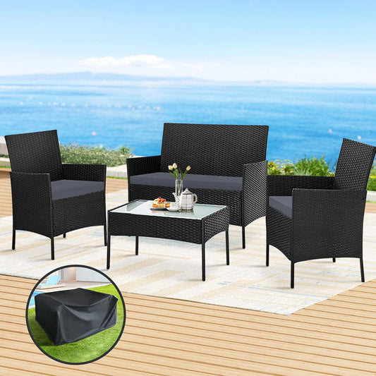 Outdoor Furniture Lounge Setting Wicker Sofa Patio Storage