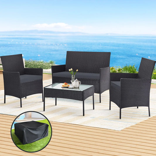 Outdoor Furniture Lounge Setting Wicker Sofa Patio Storage