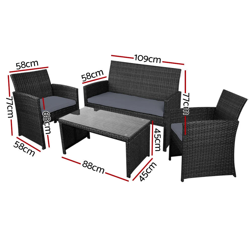 Outdoor Furniture Lounge Setting Wicker Sofa Set Storage