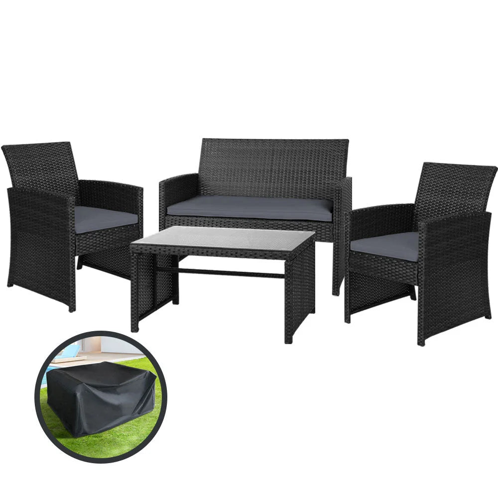 Outdoor Furniture Lounge Setting Wicker Sofa Set Storage