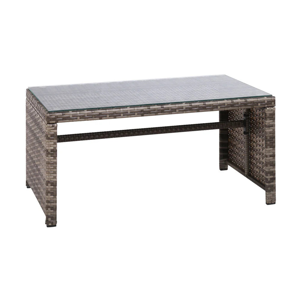 Wicker outdoor sofa set with frame detail shown