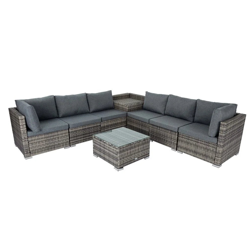 Outdoor Furniture Modular Lounge Sofa 8PCS Lizard - Grey