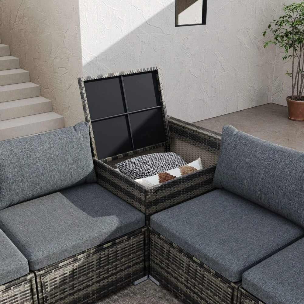 Outdoor Furniture Modular Lounge Sofa 8PCS Lizard - Grey