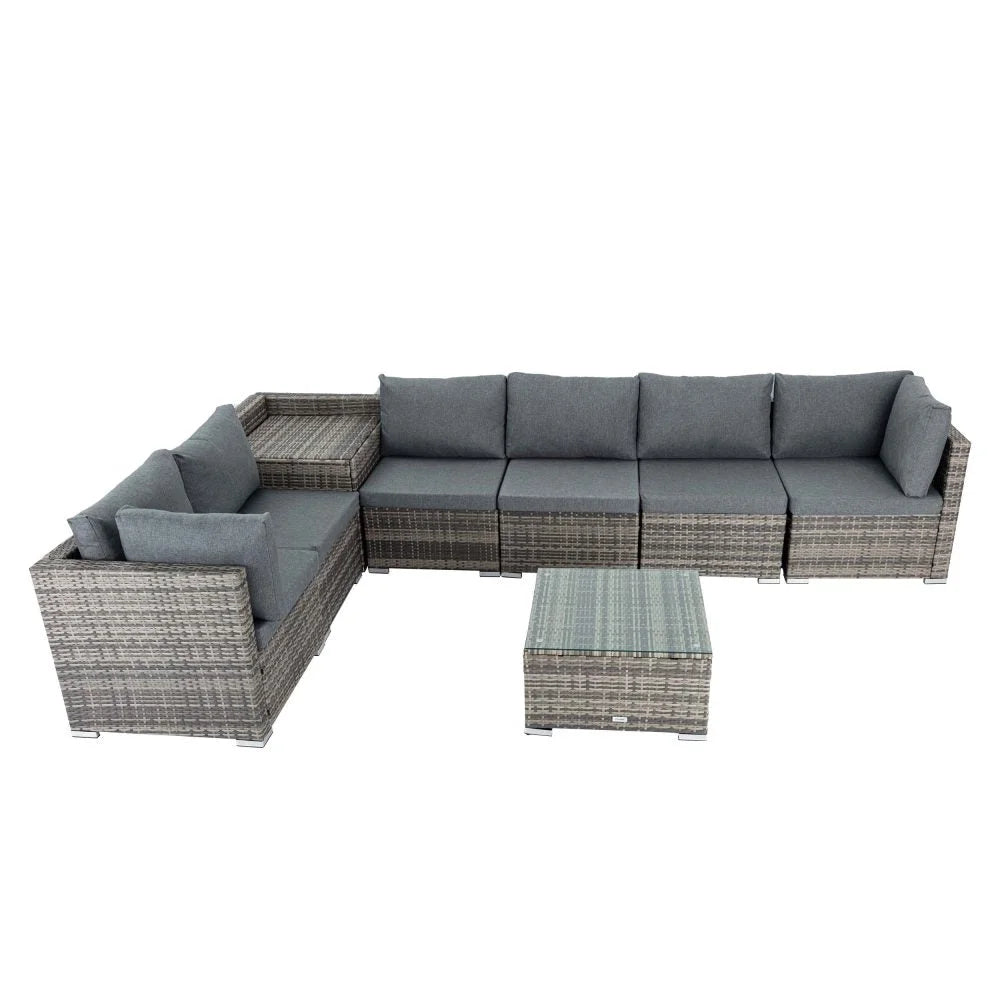 Outdoor Furniture Modular Lounge Sofa 8PCS Lizard - Grey