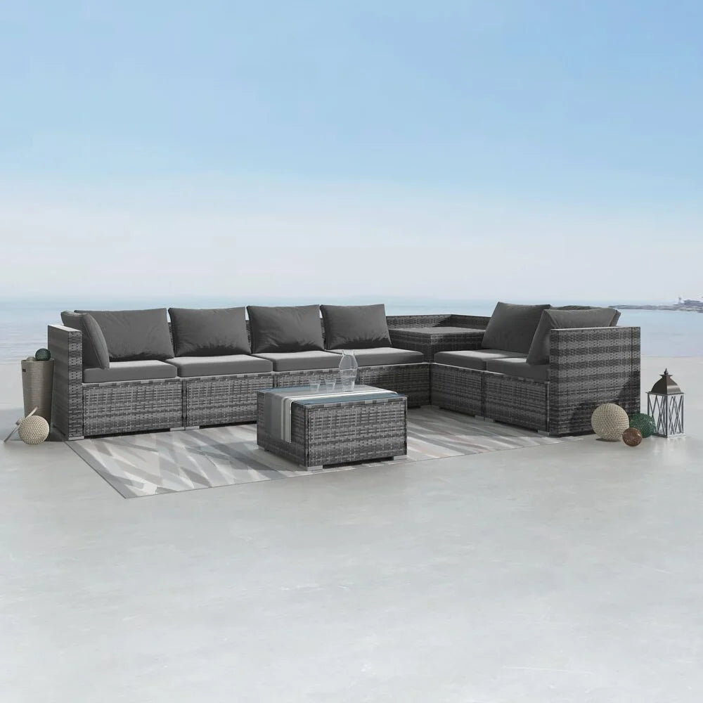 Outdoor Furniture Modular Lounge Sofa 8PCS Lizard - Grey