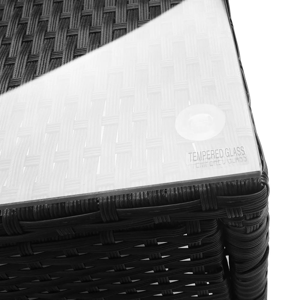 Outdoor Furniture Set 3 Piece Wicker - Black - Outdoor