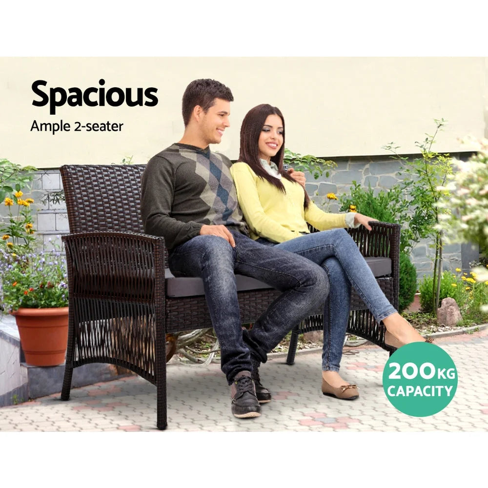 Outdoor Furniture Set 4pc Wicker Cushion Black - Garden