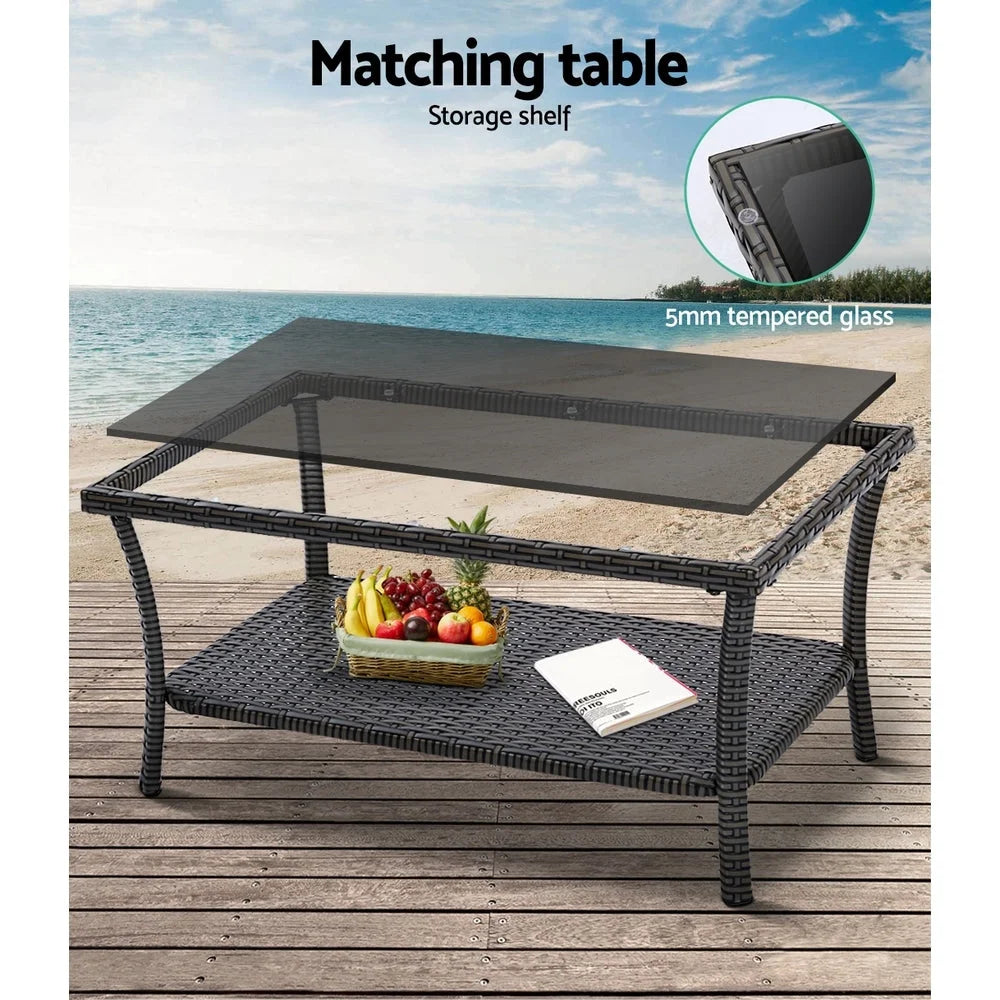 Outdoor Furniture Set 4pc Wicker Cushion Dark Grey - Garden