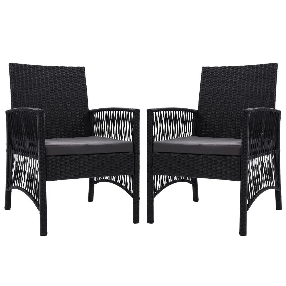 Outdoor Furniture Set of 2 Dining Chairs Wicker Garden