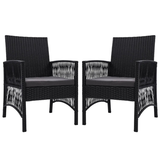Outdoor Furniture Set of 2 Dining Chairs Wicker Garden