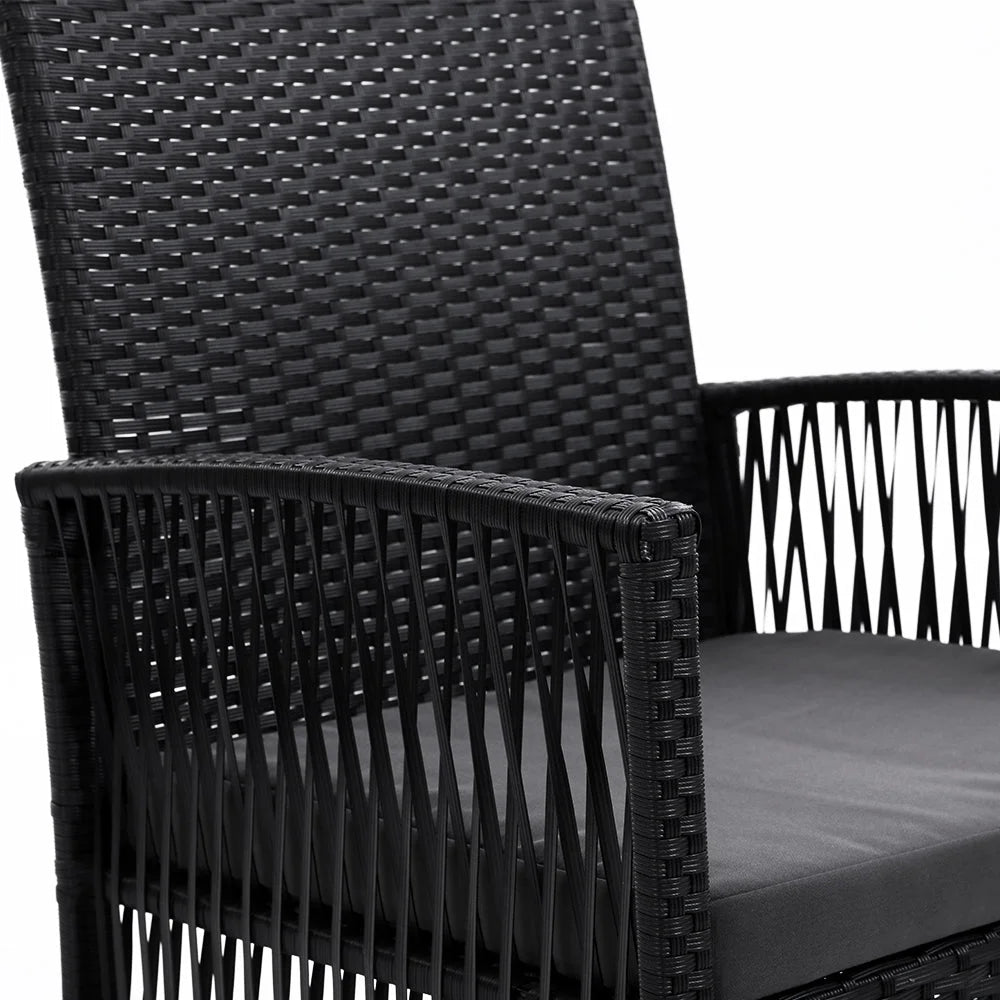 Outdoor Furniture Set of 2 Dining Chairs Wicker Garden
