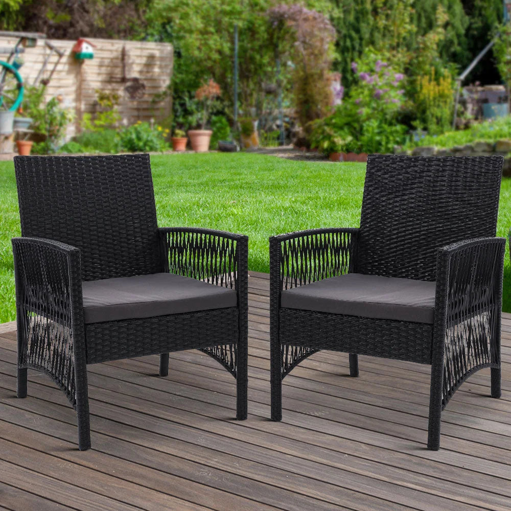 Outdoor Furniture Set of 2 Dining Chairs Wicker Garden