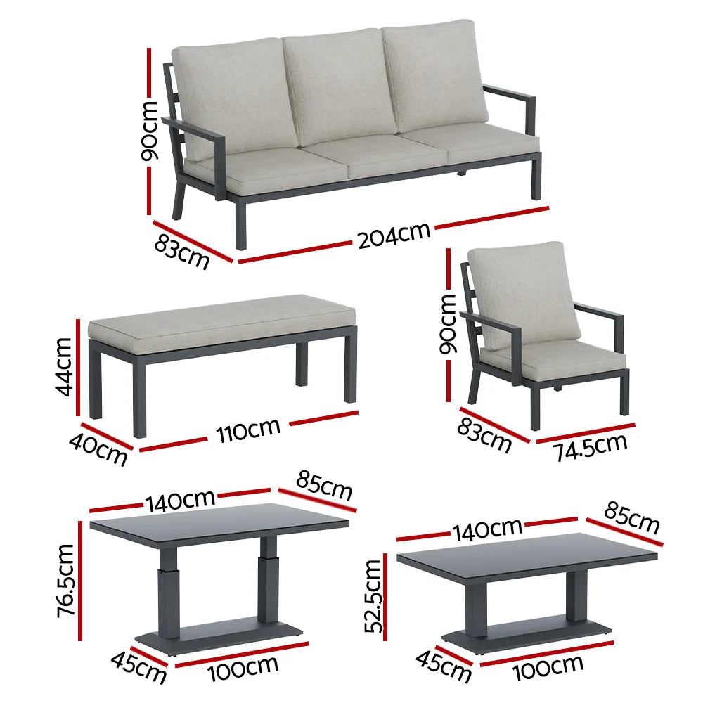 Outdoor Furniture Setting 5-Piece Table Chair Aluminium