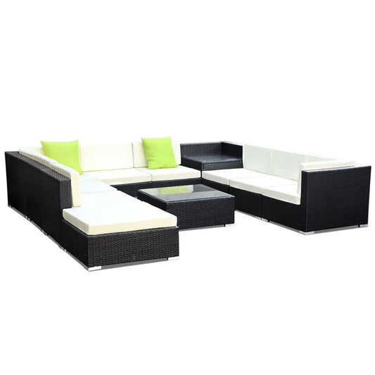 Outdoor Furniture Sofa Set (11pc) Wicker Patio Lounge