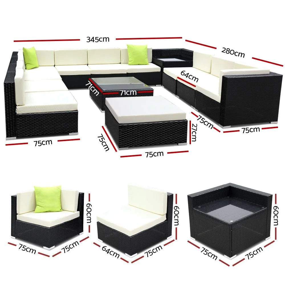 Outdoor Furniture Sofa Set (13pc) Wicker Patio Lounge