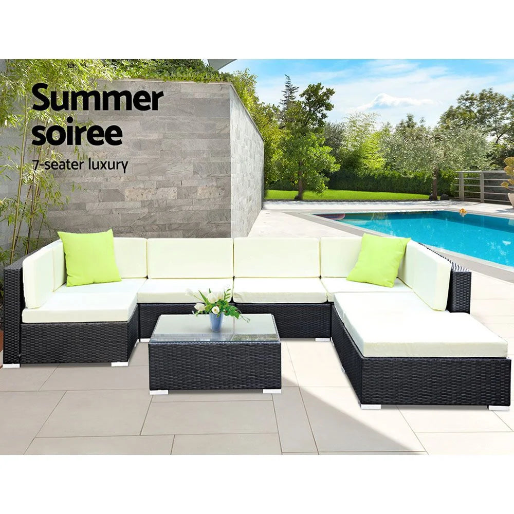 Outdoor Furniture Sofa Set (8pc) Wicker Patio/Pool Lounge