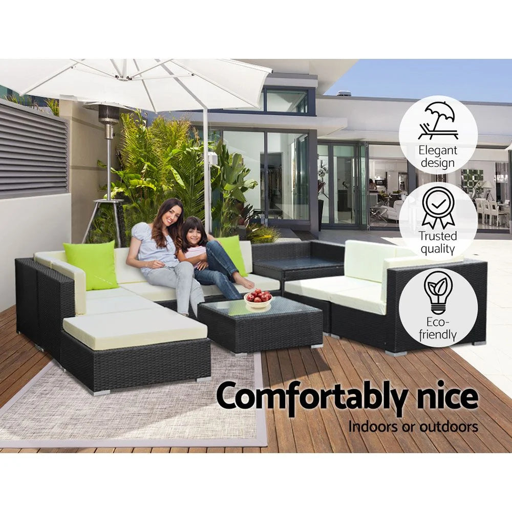 Outdoor Furniture Sofa Set 9pc Wicker Patio Pool Lounge