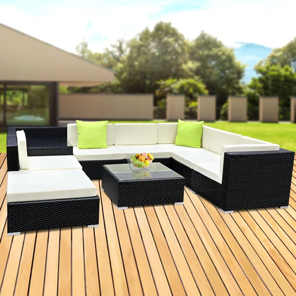 Outdoor Furniture Sofa Set (9pc), Wicker, Patio/Pool Lounge