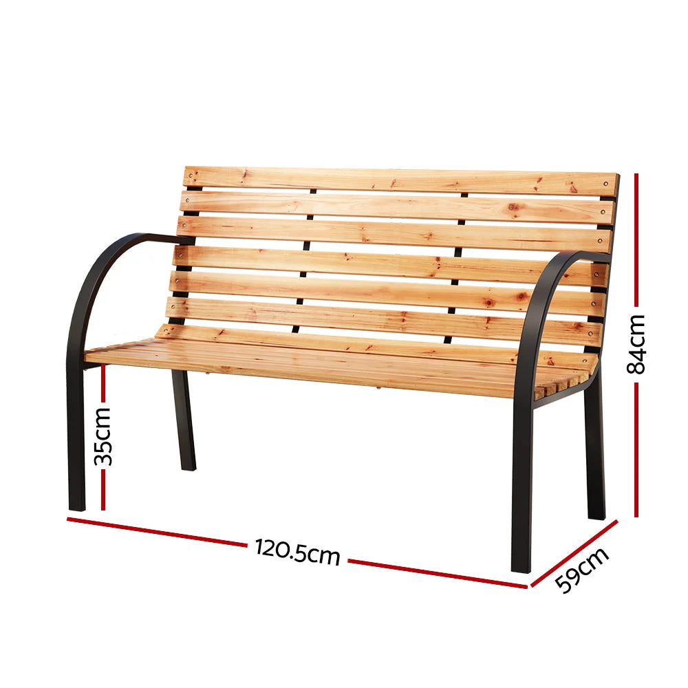 Bench Seat 120CM Wooden Steel 2