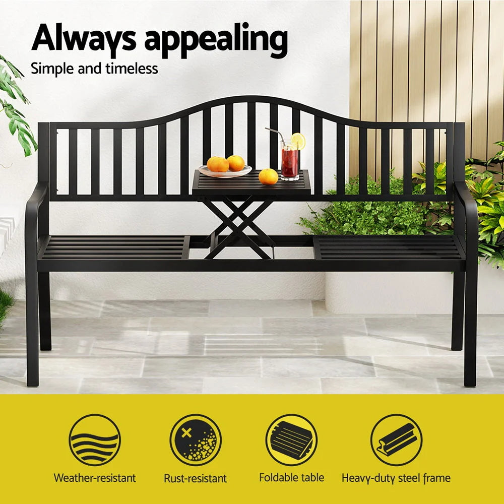 Table with outdoor bench seat loveseat foldable