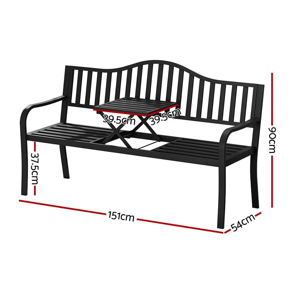 Table with outdoor bench seat loveseat