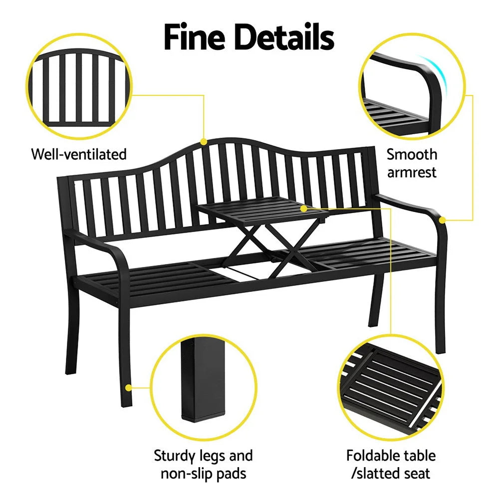Outdoor bench seat loveseat table