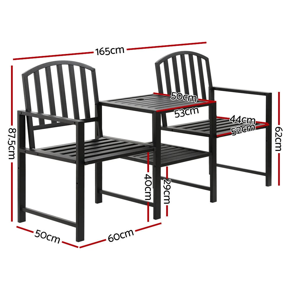 Outdoor Garden Bench Seat Loveseat Steel Table Chairs Patio
