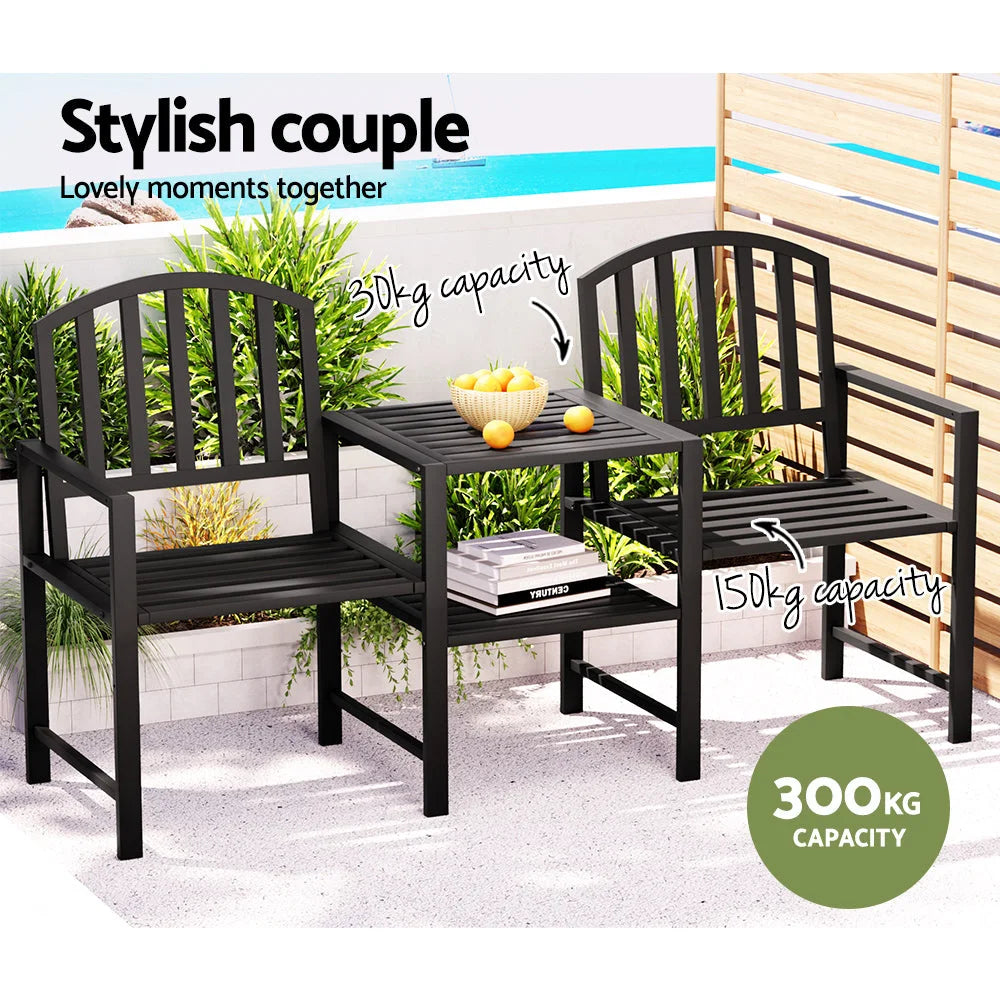 Outdoor Garden Bench Seat Loveseat Steel Table Chairs Patio