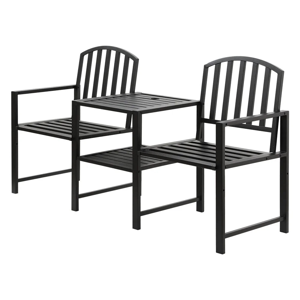 Outdoor Garden Bench Seat Loveseat Steel Table Chairs Patio