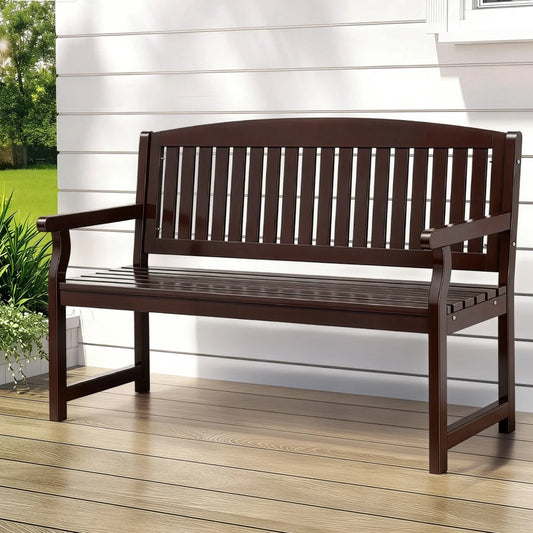 Outdoor Garden Bench Wooden 2-Seater Lounge Chair Patio