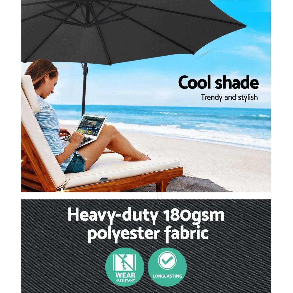 Outdoor Garden Umbrella 3 m Charcoal - Outdoor