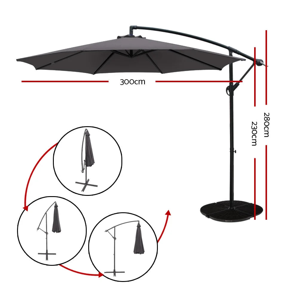 Outdoor Garden Umbrella 3 m Charcoal - Outdoor