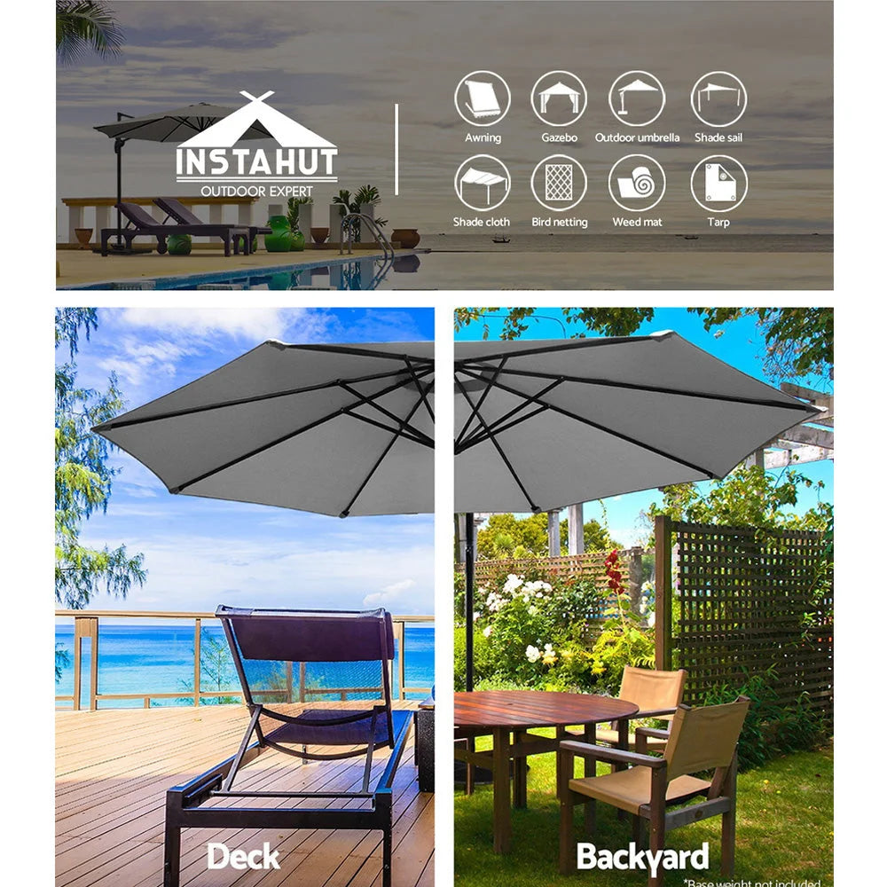 Outdoor Garden Umbrella 3 m Grey - Outdoor