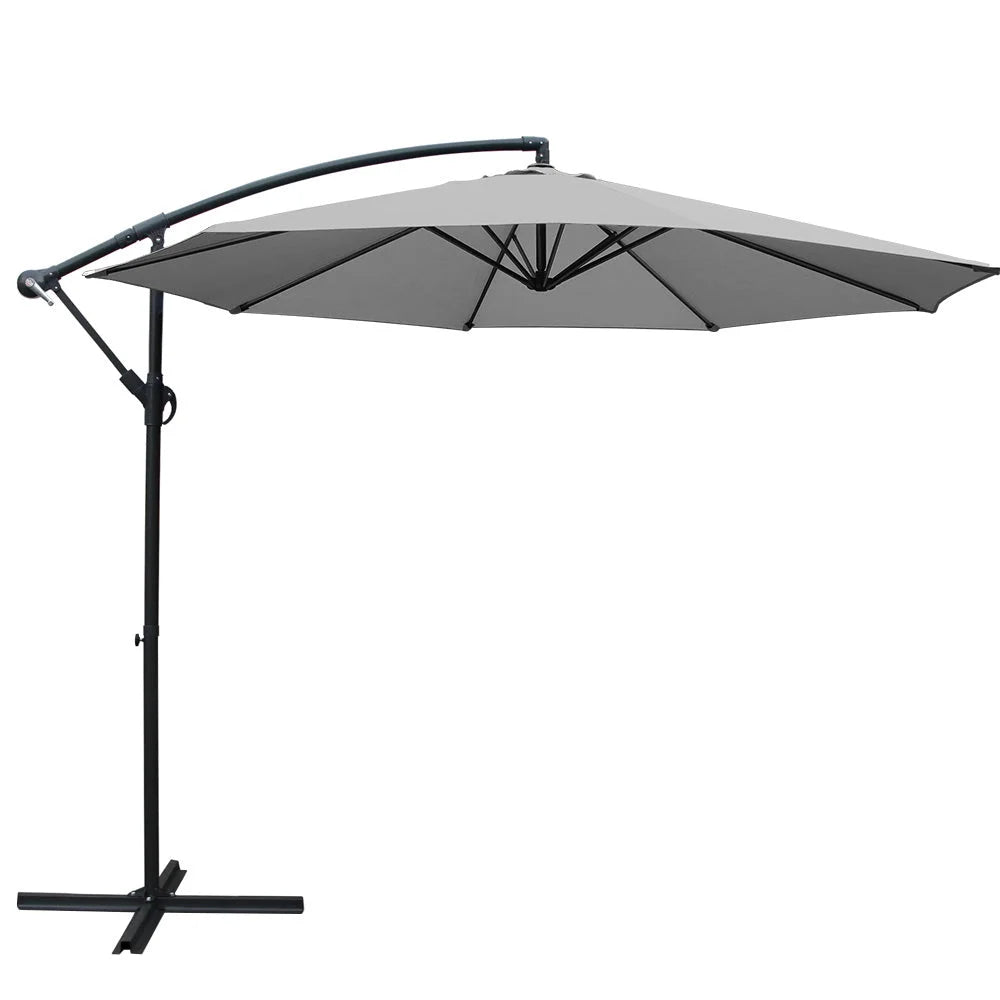Outdoor Garden Umbrella 3 m Grey - Outdoor
