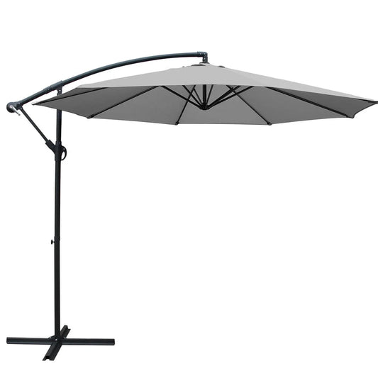 Outdoor Garden Umbrella 3 m Grey - Outdoor