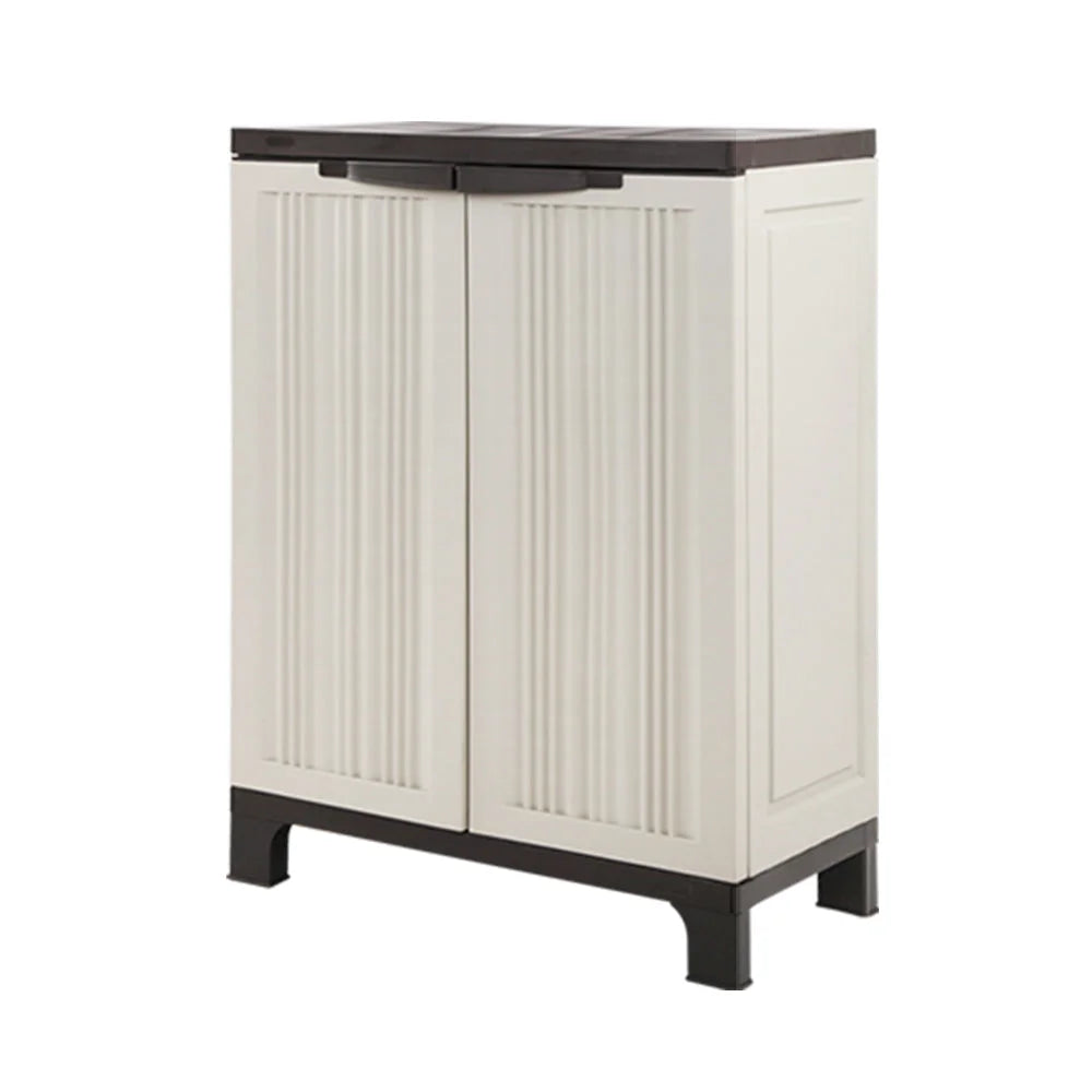 Storage cabinet with outdoor half size adjustable cupboard