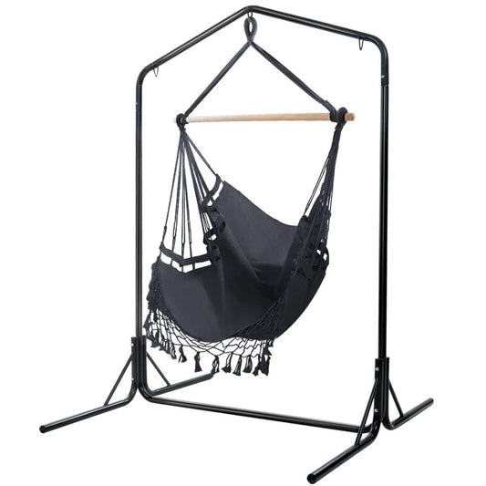 Outdoor Hammock Chair with Stand - Tassel Hanging Rope