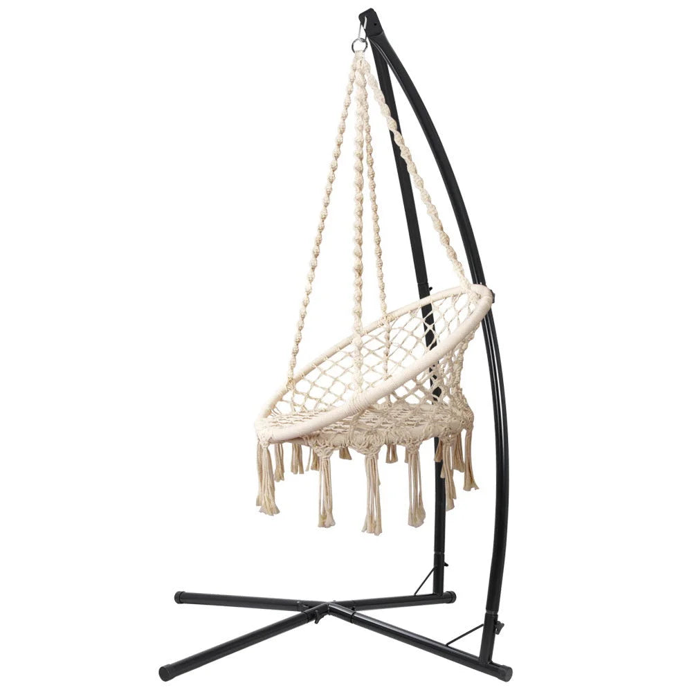 Outdoor Hammock Chair with Steel Stand - Cotton Swing