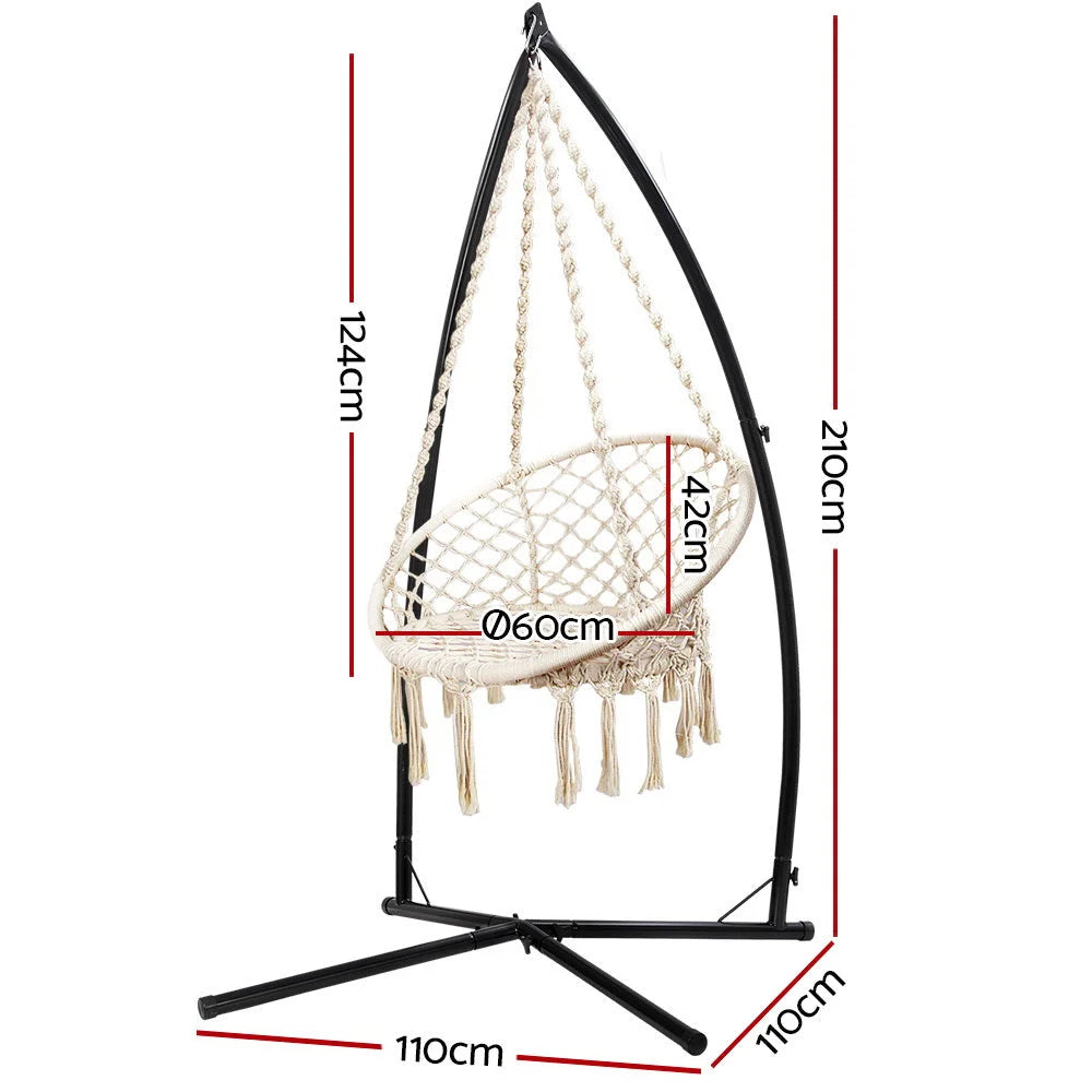 Outdoor Hammock Chair with Steel Stand - Cotton Swing