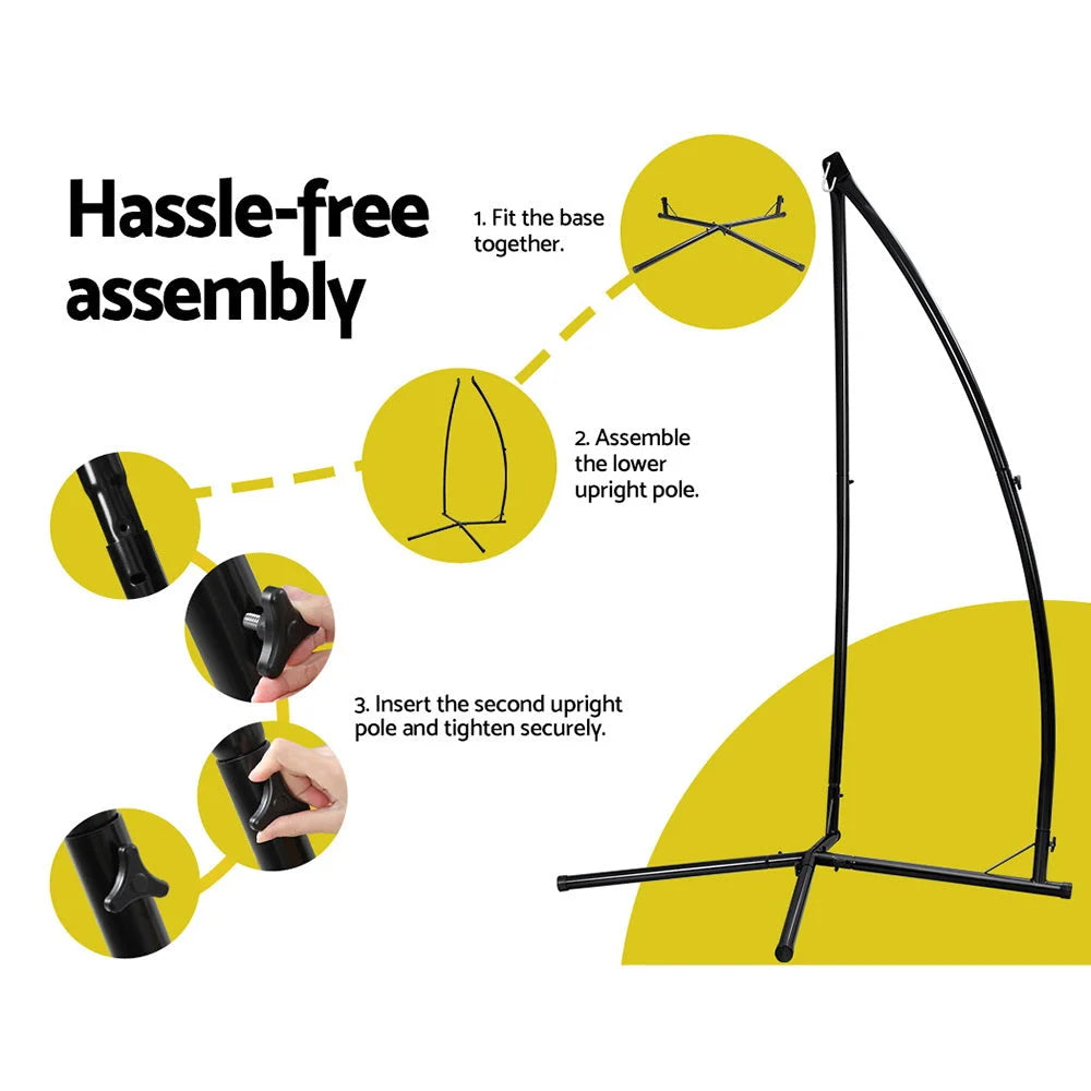 Outdoor Hammock Chair with Steel Stand - Cotton Swing