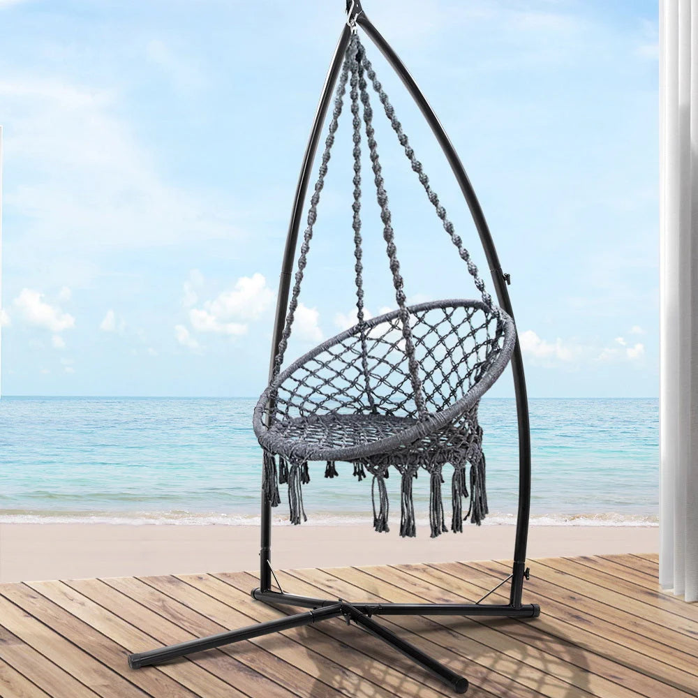 Outdoor Hammock Chair with Steel Stand - Cotton Swing