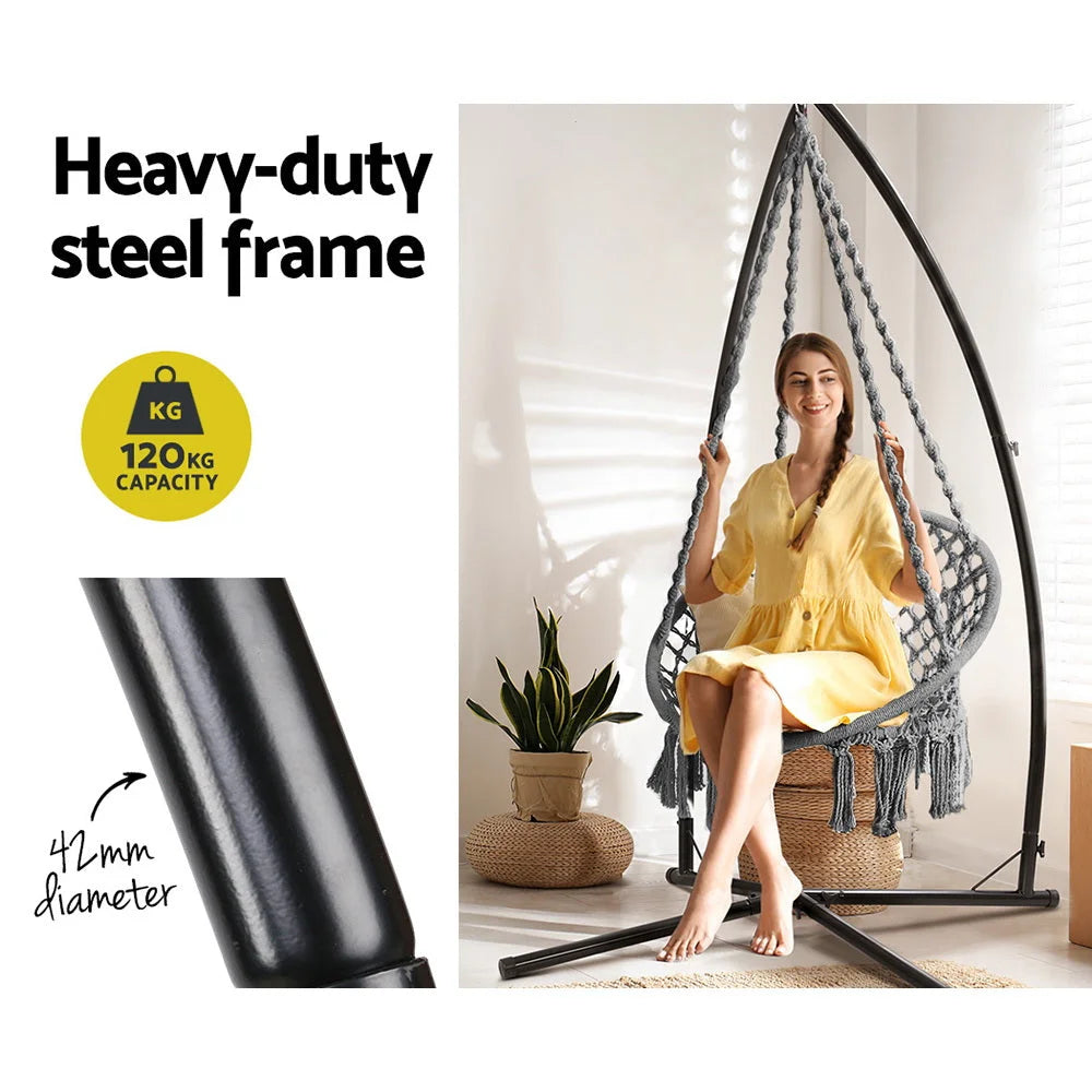 Outdoor Hammock Chair with Steel Stand - Cotton Swing