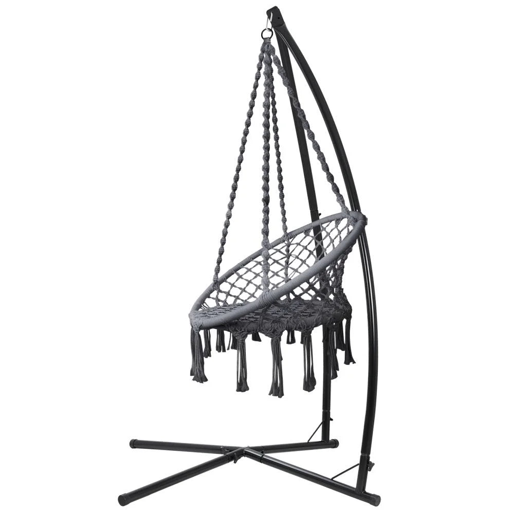 Outdoor Hammock Chair with Steel Stand - Cotton Swing
