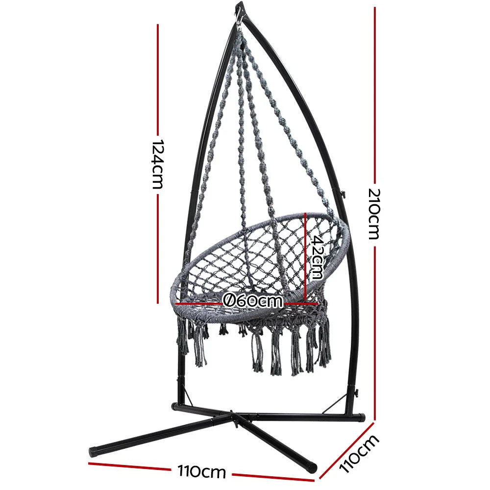 Outdoor Hammock Chair with Steel Stand - Cotton Swing